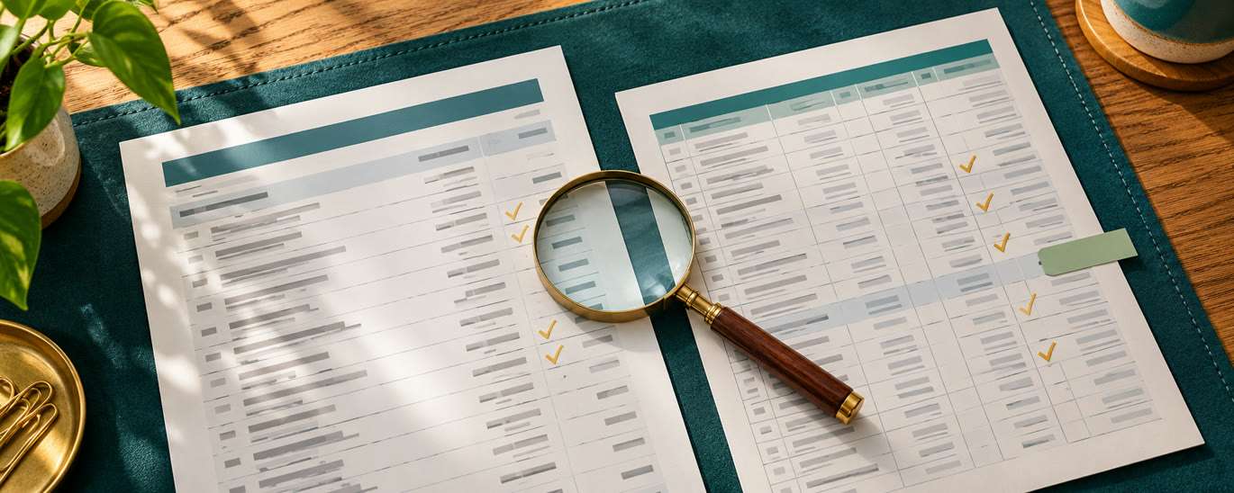 QuickBooks reconciliation difference illustrated by a statement and transaction records checked side by side.
