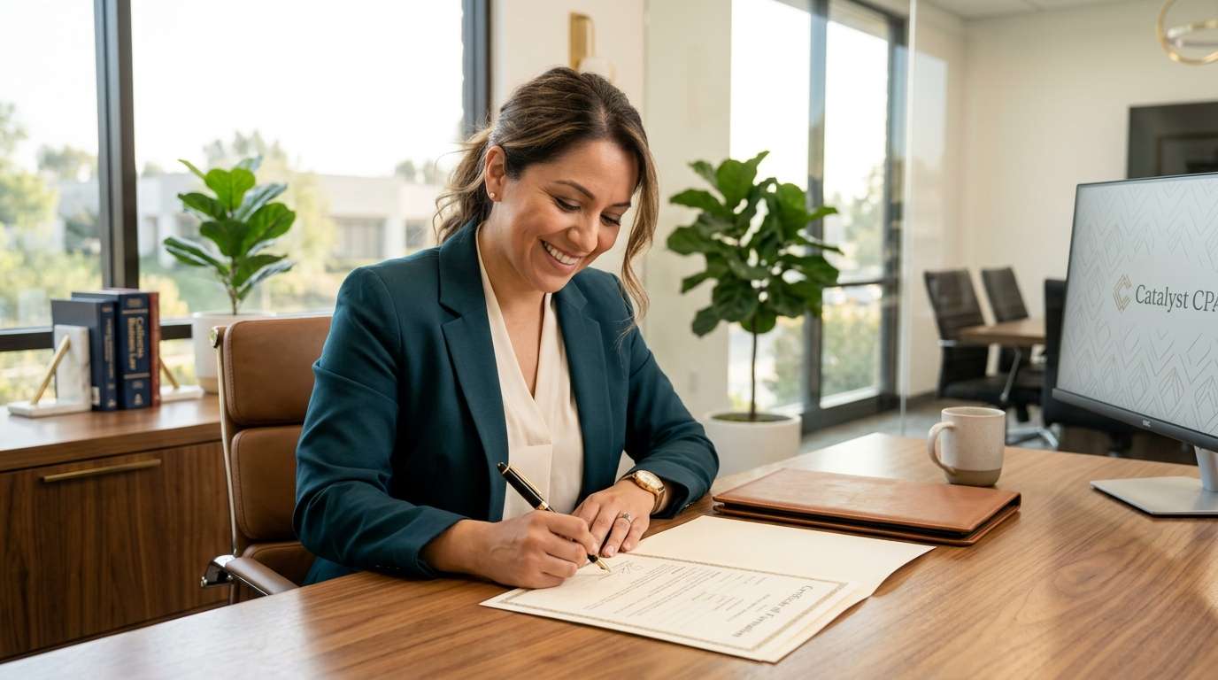 Entrepreneur signing California LLC formation documents